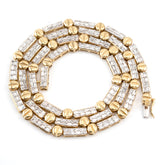WOMEN'S VINTAGE TENNIS BAGUETTE DIAMOND NECKLACE - 10KT YELLOW GOLD & 4.98CTW